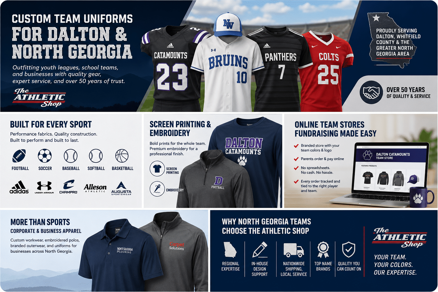 Custom Team Uniforms & Spirit Wear for Dalton, Georgia Sports Teams Custom Team Uniforms & Spirit Wear for Dalton, Georgia Sports Teams